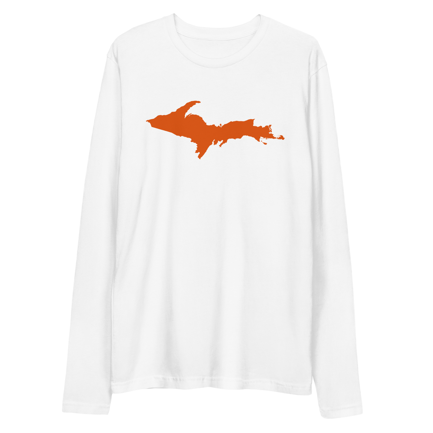 Michigan Upper Peninsula Fitted T-Shirt (w/ Orange UP Outline) | Men's Long Sleeve