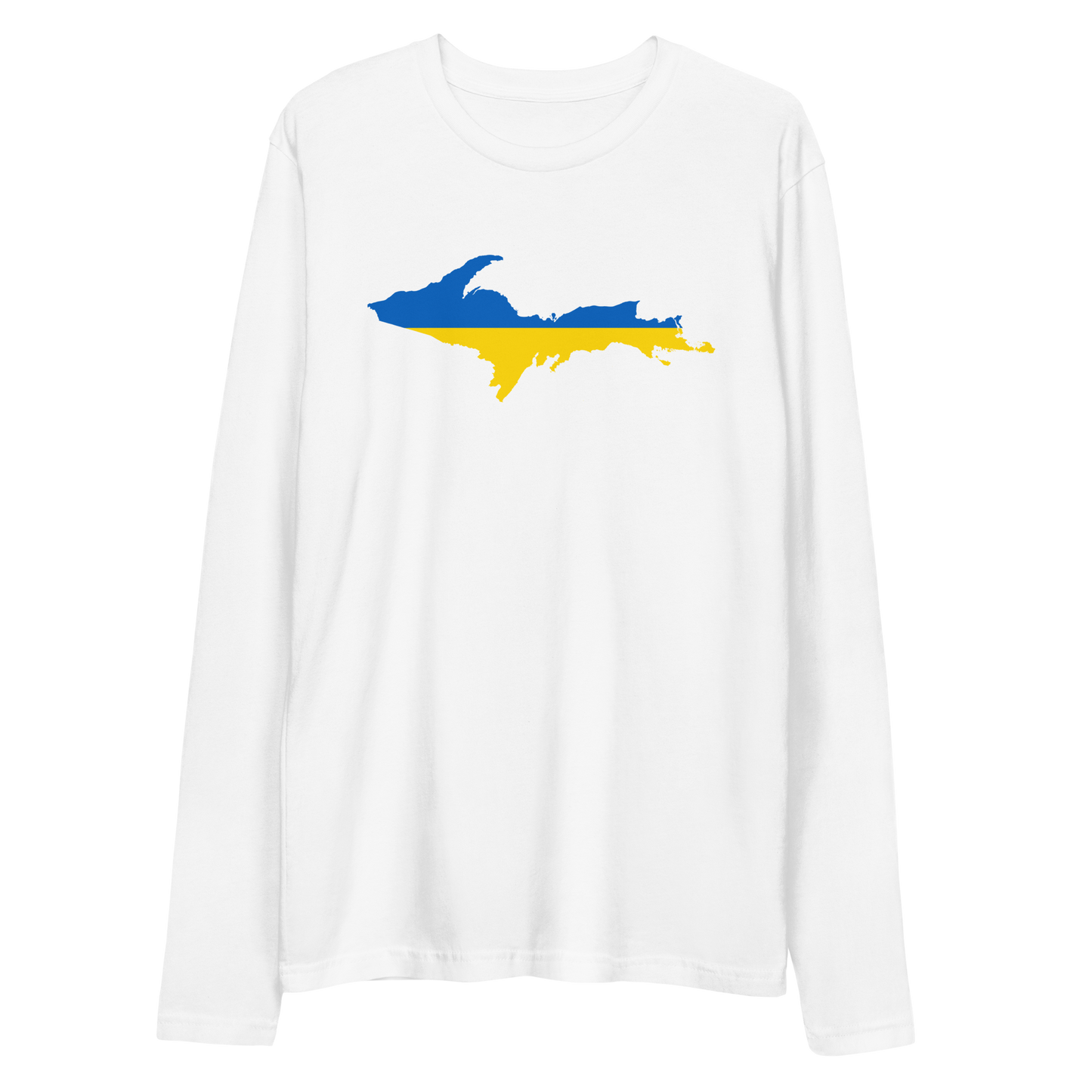 Michigan Upper Peninsula Long Sleeve T-Shirt (w/ Copper UP Outline) | Men's Fitted