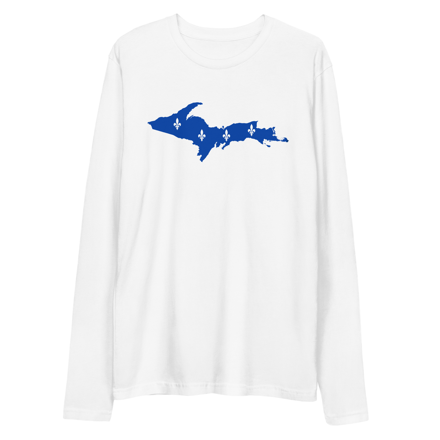 Michigan Upper Peninsula Long Sleeve T-Shirt (w/ UP Quebec Flag) | Men's Fitted