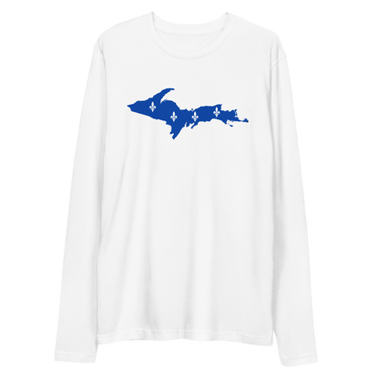 Michigan Upper Peninsula Long Sleeve T-Shirt (w/ UP Quebec Flag) | Men's Fitted