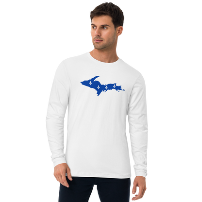 Michigan Upper Peninsula Long Sleeve T-Shirt (w/ UP Quebec Flag) | Men's Fitted