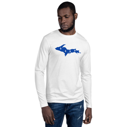 Michigan Upper Peninsula Long Sleeve T-Shirt (w/ UP Quebec Flag) | Men's Fitted