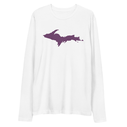 Michigan Upper Peninsula Long Sleeve T-Shirt (w/ Plum UP Outline) | Men's Fitted