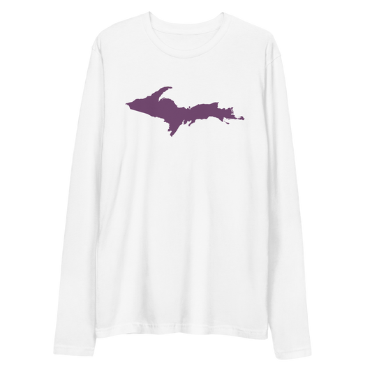 Michigan Upper Peninsula Long Sleeve T-Shirt (w/ Plum UP Outline) | Men's Fitted