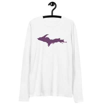 Michigan Upper Peninsula Long Sleeve T-Shirt (w/ Plum UP Outline) | Men's Fitted