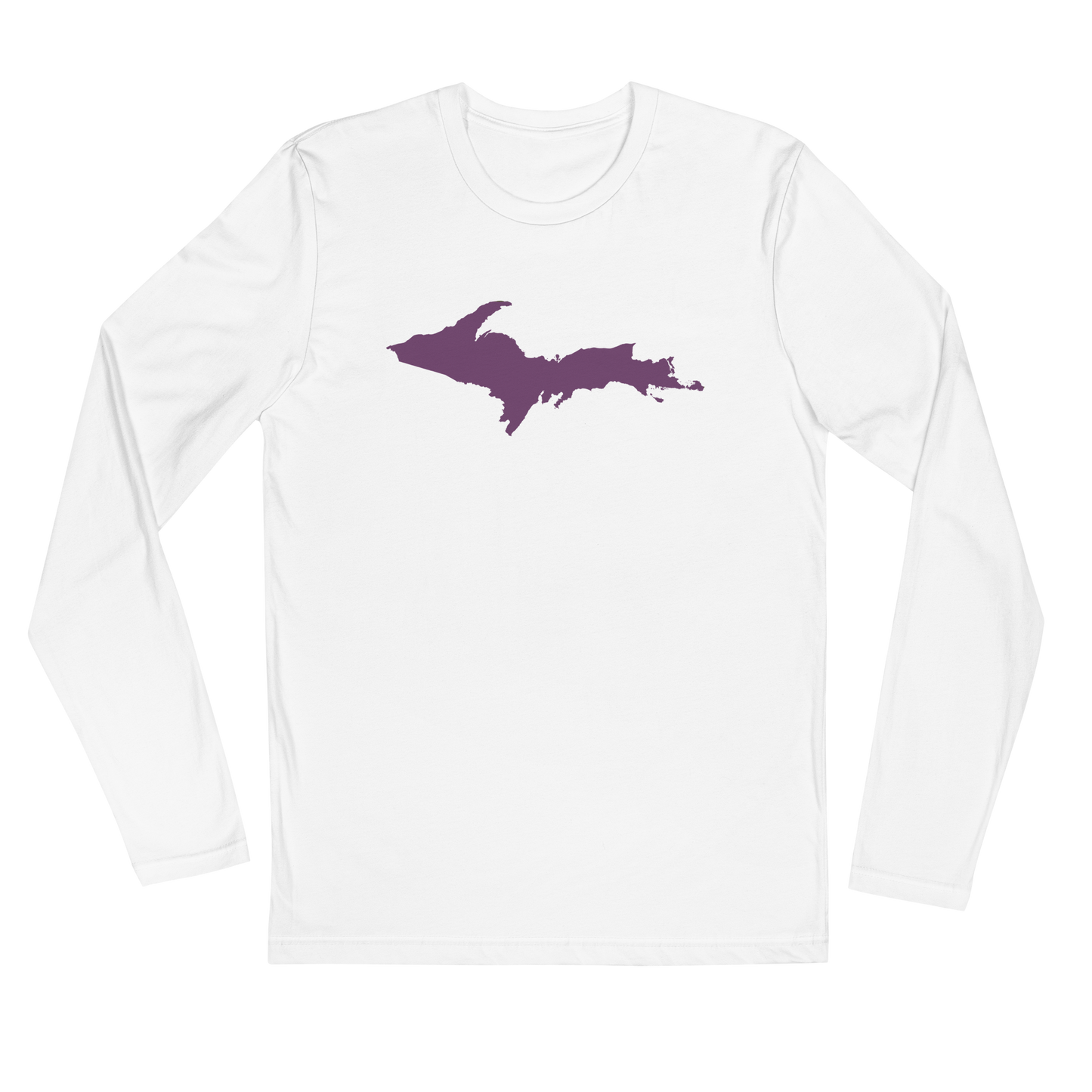 Michigan Upper Peninsula Long Sleeve T-Shirt (w/ Plum UP Outline) | Men's Fitted