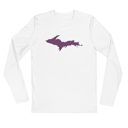 Michigan Upper Peninsula Long Sleeve T-Shirt (w/ Plum UP Outline) | Men's Fitted