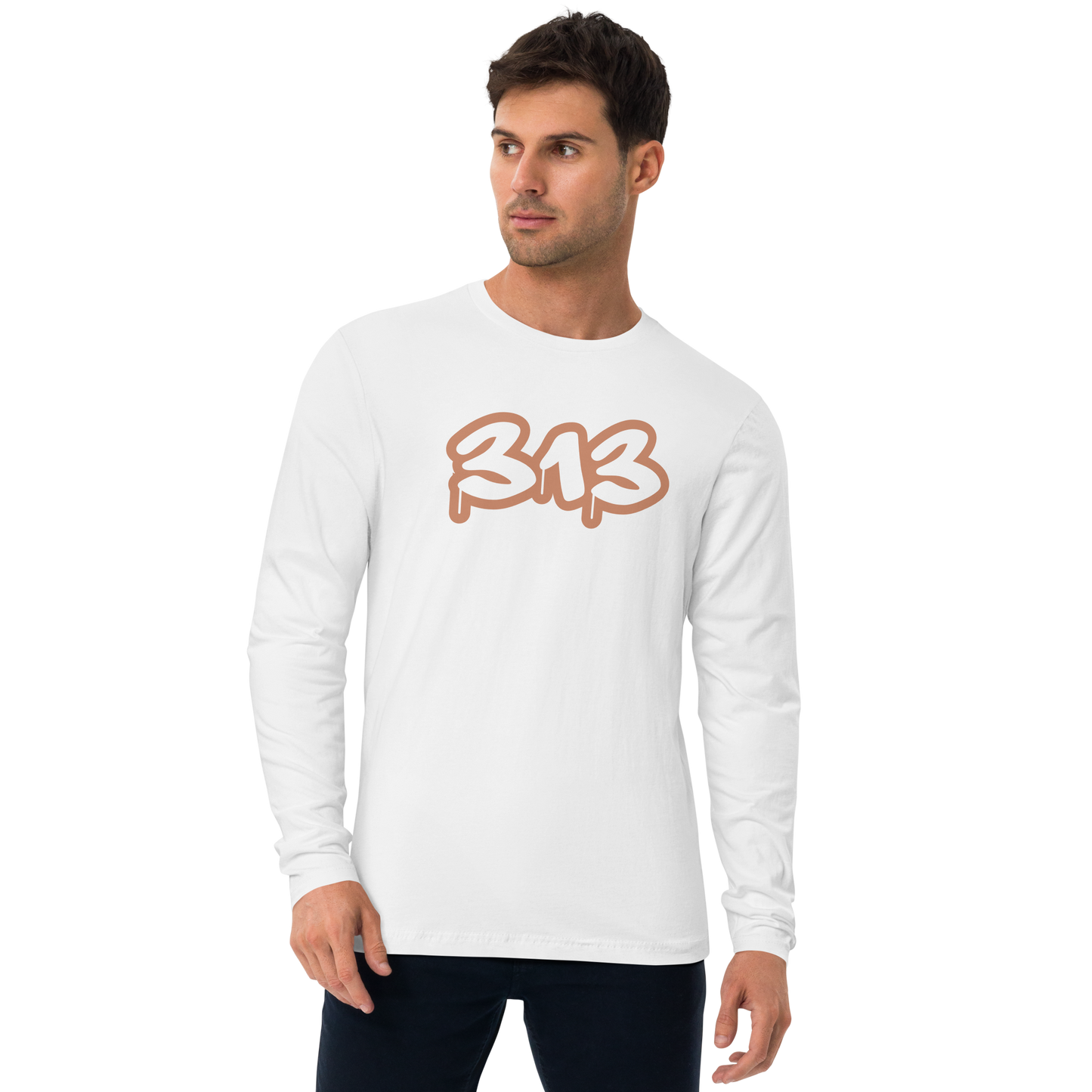 Detroit '313' Long Sleeve T-Shirt (Copper) | Men's Fitted