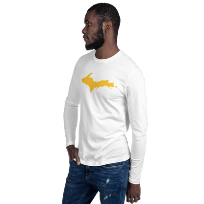 Michigan Upper Peninsula T-Shirt (w/ Gold UP Outline) | Men's Fitted Long Sleeve