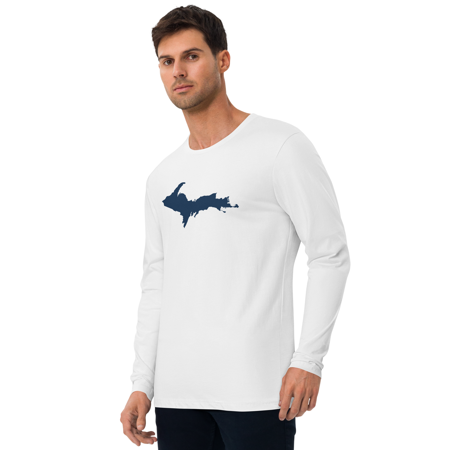 Michigan Upper Peninsula Fitted T-Shirt (w/ UP Outline) | Men's Long Sleeve