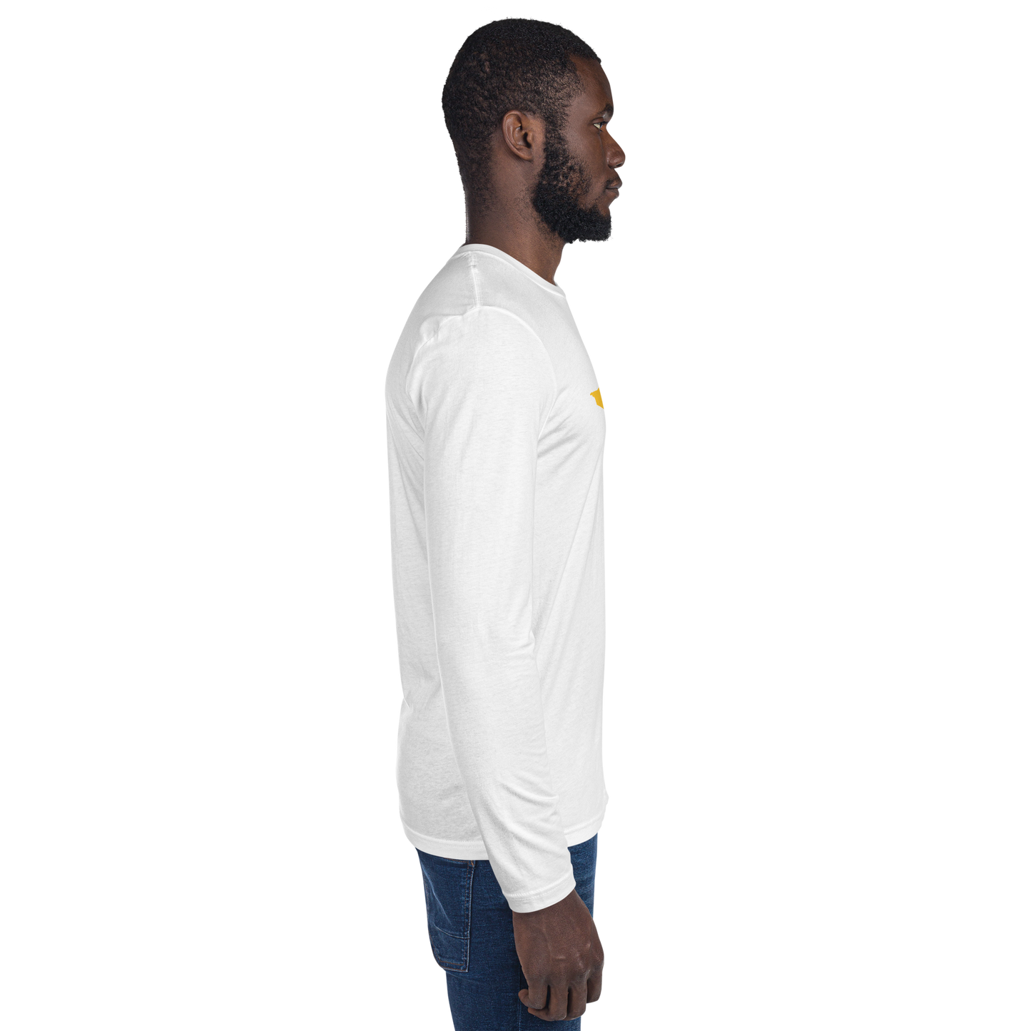 Michigan Upper Peninsula T-Shirt (w/ Gold UP Outline) | Men's Fitted Long Sleeve