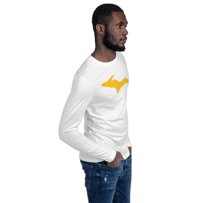 Michigan Upper Peninsula T-Shirt (w/ Gold UP Outline) | Men's Fitted Long Sleeve