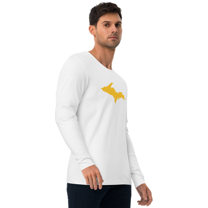 Michigan Upper Peninsula T-Shirt (w/ Gold UP Outline) | Men's Fitted Long Sleeve