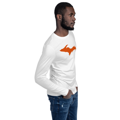 Michigan Upper Peninsula Fitted T-Shirt (w/ Orange UP Outline) | Men's Long Sleeve