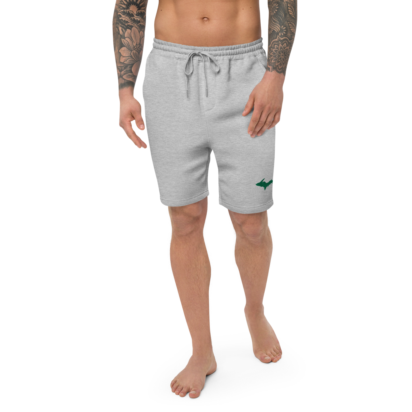 Michigan Upper Peninsula Shorts ( w/ Embroidered Green UP Outline ) | Men's Fleece