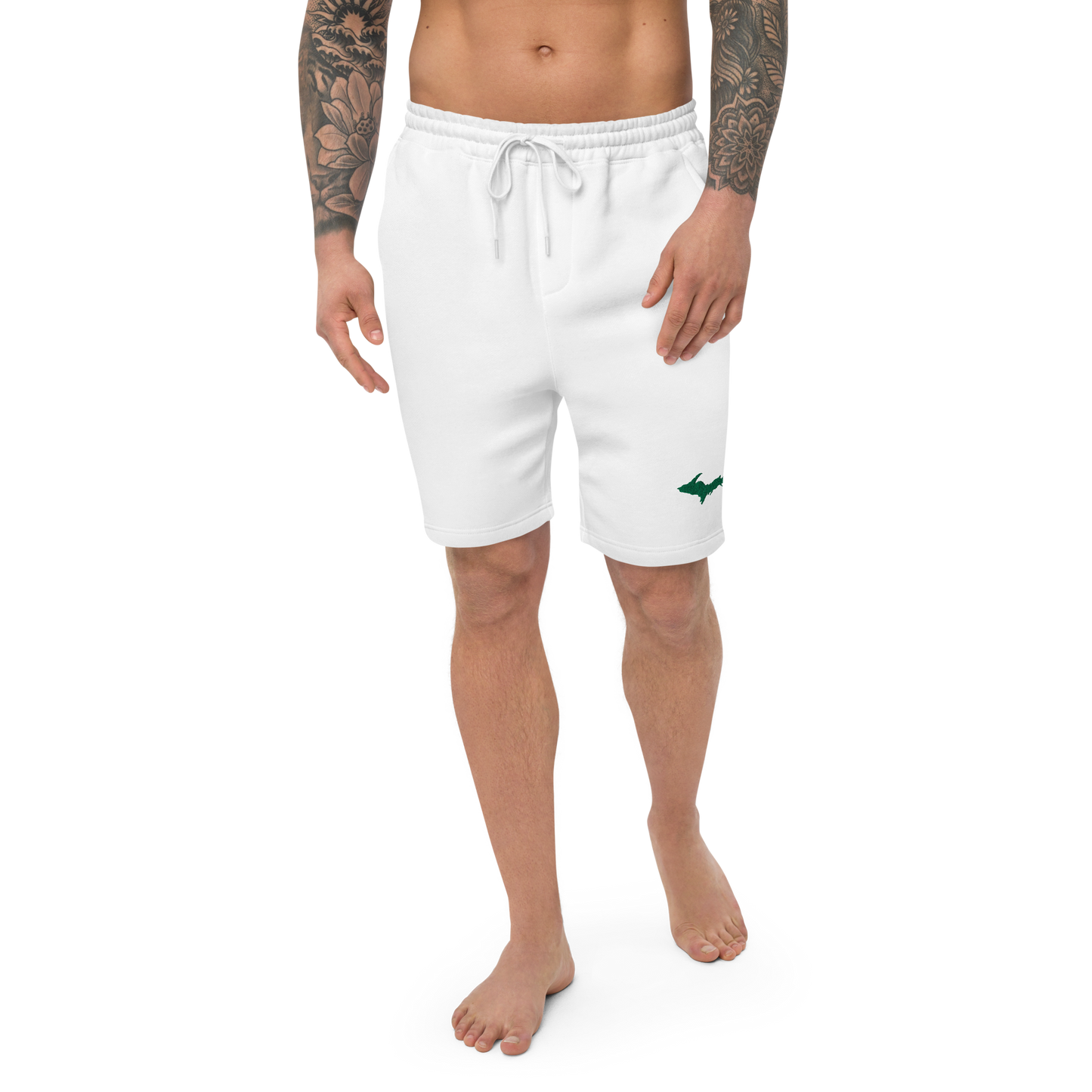 Michigan Upper Peninsula Shorts ( w/ Embroidered Green UP Outline ) | Men's Fleece