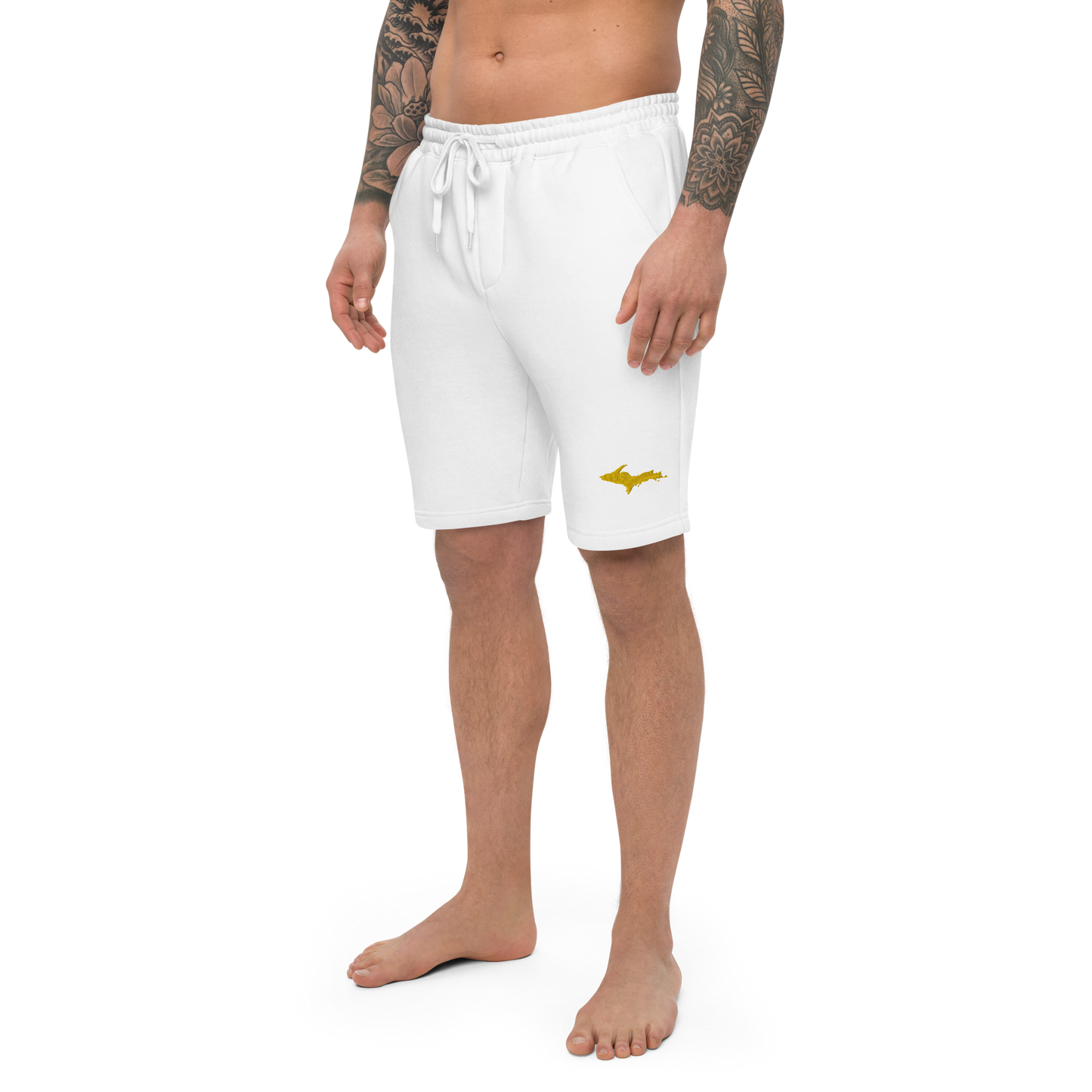 Michigan Upper Peninsula Shorts ( w/ Embroidered Gold UP Outline ) | Men's Fleece