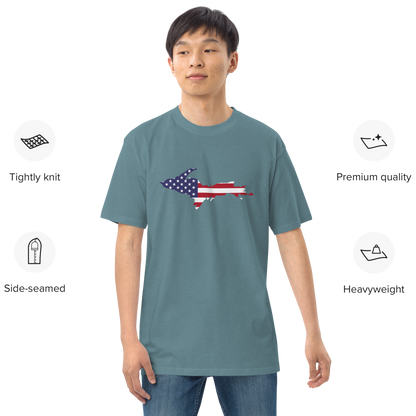 Michigan Upper Peninsula T-Shirt (w/ UP USA Flag) | Men's Heavyweight