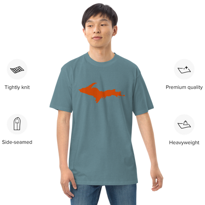 Michigan Upper Peninsula T-Shirt (w/ Orange Outline) | Men's Heavyweight