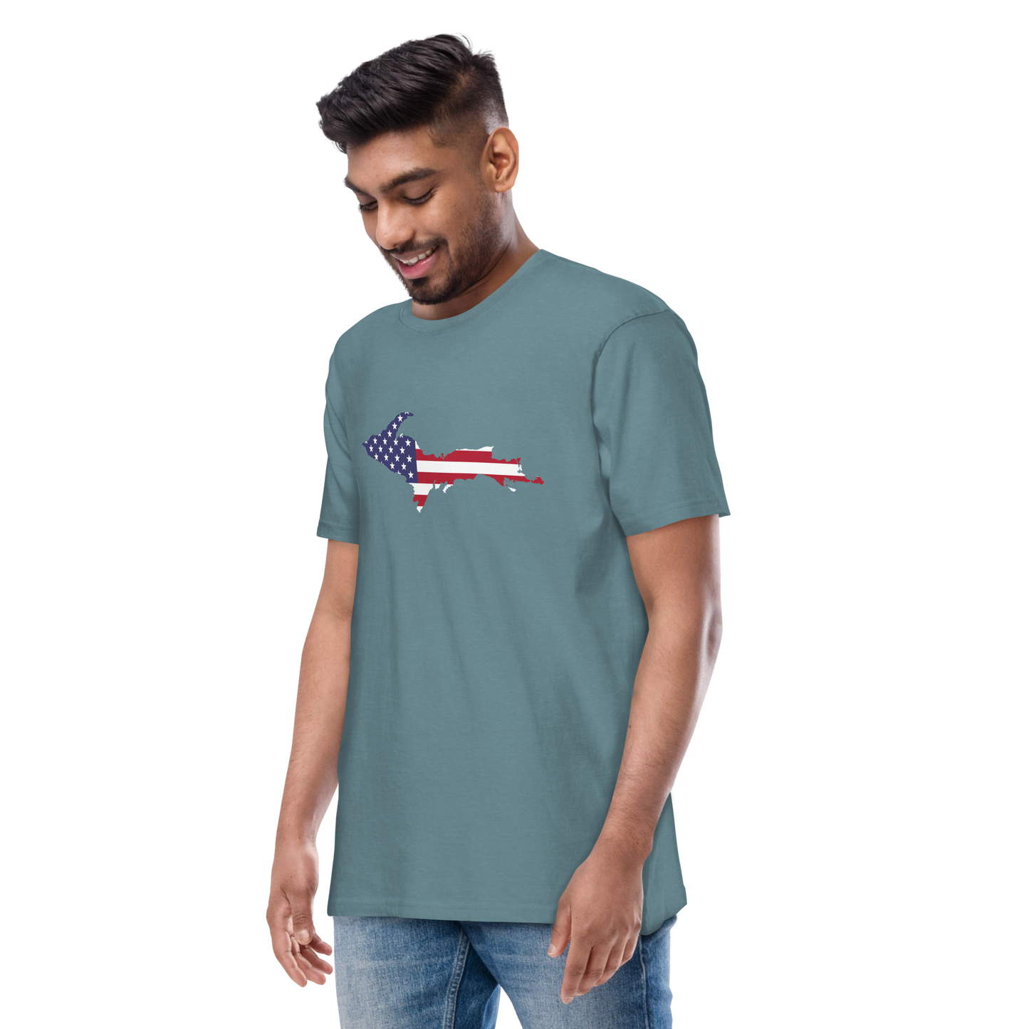 Michigan Upper Peninsula T-Shirt (w/ UP USA Flag) | Men's Heavyweight