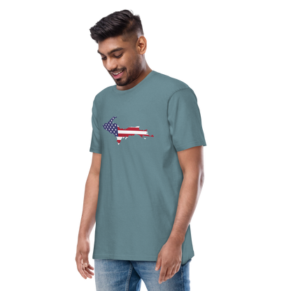 Michigan Upper Peninsula T-Shirt (w/ UP USA Flag) | Men's Heavyweight