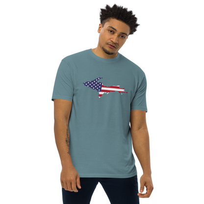 Michigan Upper Peninsula T-Shirt (w/ UP USA Flag) | Men's Heavyweight
