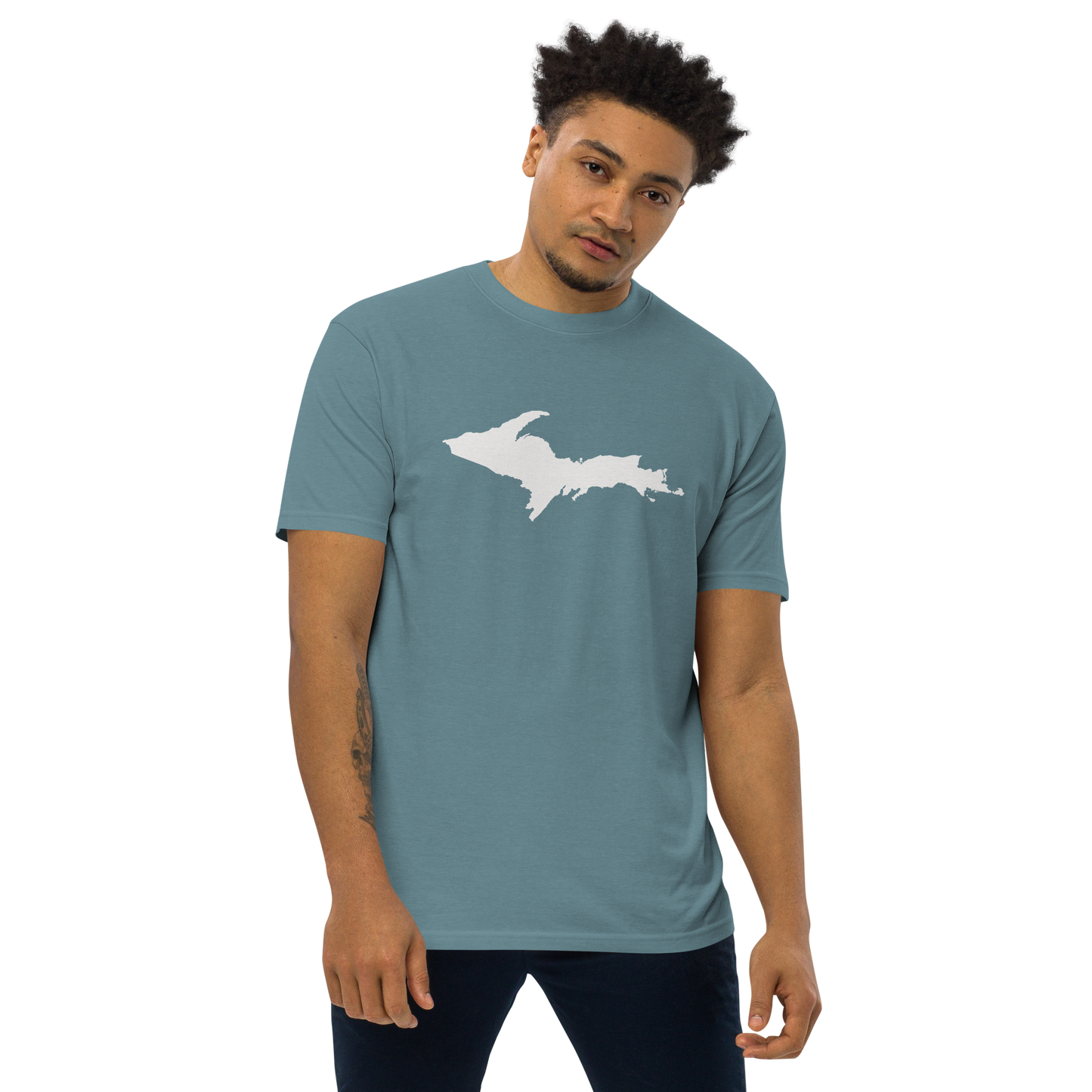 Michigan Upper Peninsula T-Shirt (w/ UP Outline) | Men's Heavyweight