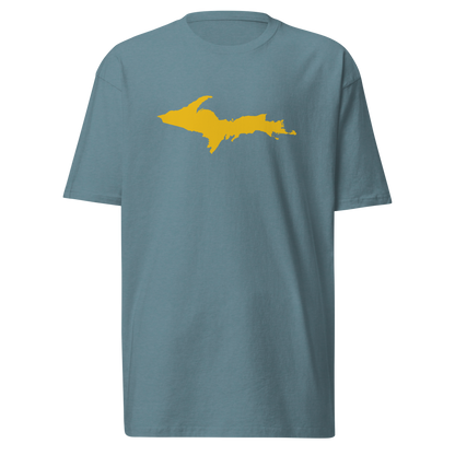 Michigan Upper Peninsula T-Shirt (w/ Gold UP Outline) | Men's Heavyweight