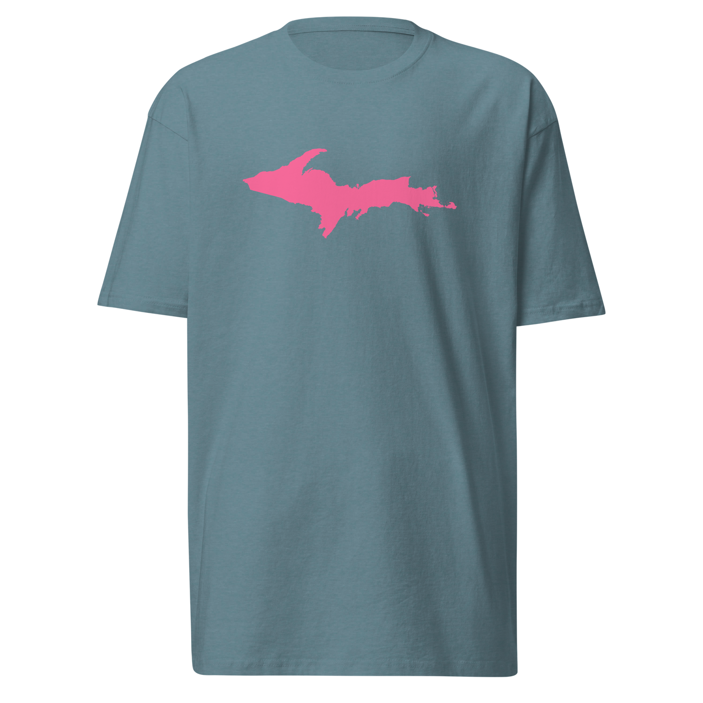 Michigan Upper Peninsula T-Shirt (w/ Pink UP Outline) | Men's Heavyweight