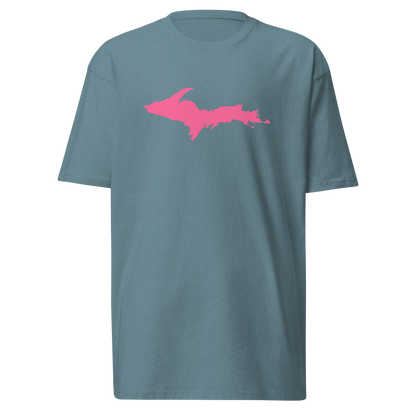 Michigan Upper Peninsula T-Shirt (w/ Pink UP Outline) | Men's Heavyweight