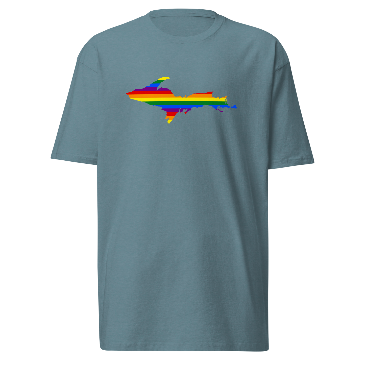 Michigan Upper Peninsula T-Shirt (w/ UP Rainbow Pride Flag) | Men's Heavyweight