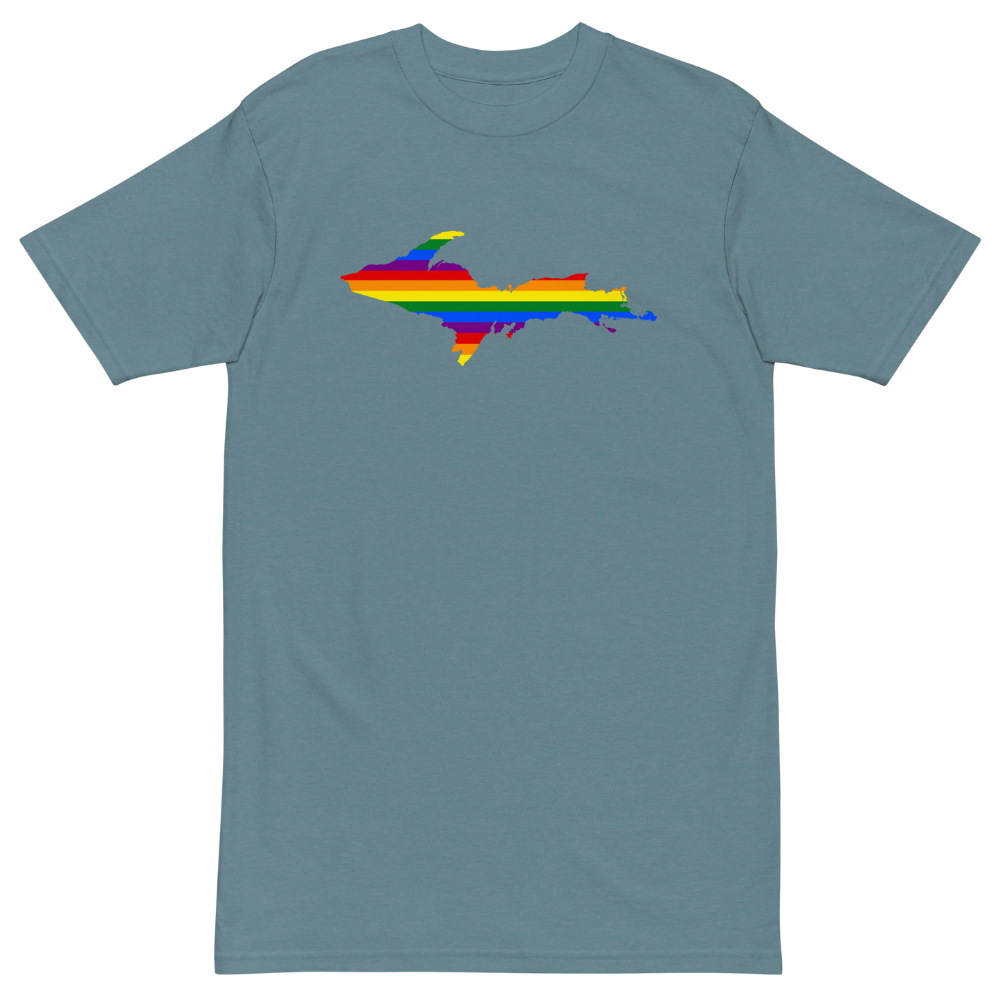 Michigan Upper Peninsula T-Shirt (w/ UP Rainbow Pride Flag) | Men's Heavyweight