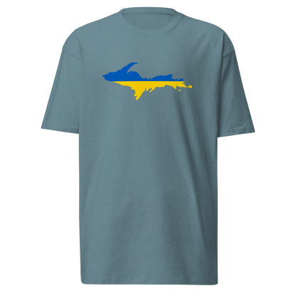 Michigan Upper Peninsula T-Shirt (w/ UP Ukraine Flag) | Men's Heavyweight