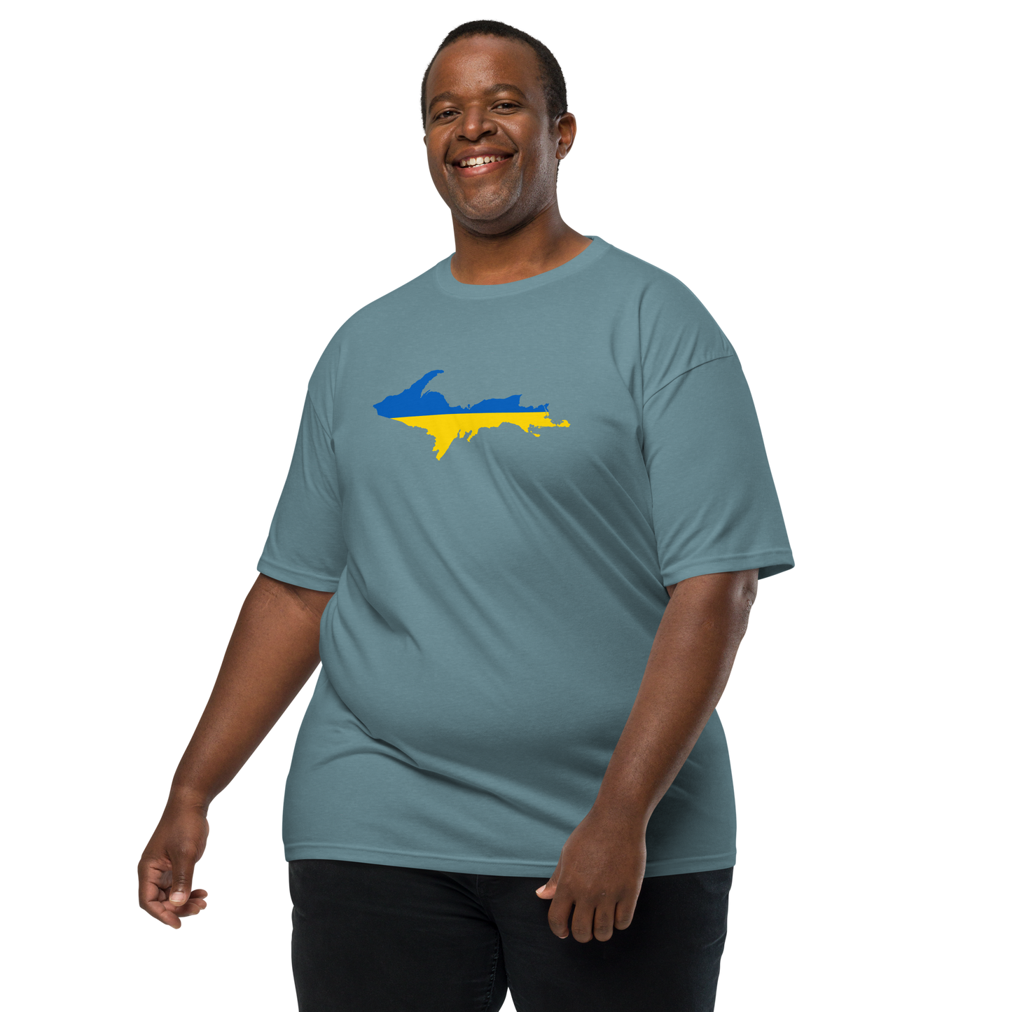 Michigan Upper Peninsula T-Shirt (w/ UP Ukraine Flag) | Men's Heavyweight