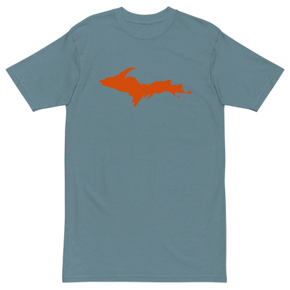 Michigan Upper Peninsula T-Shirt (w/ Orange Outline) | Men's Heavyweight