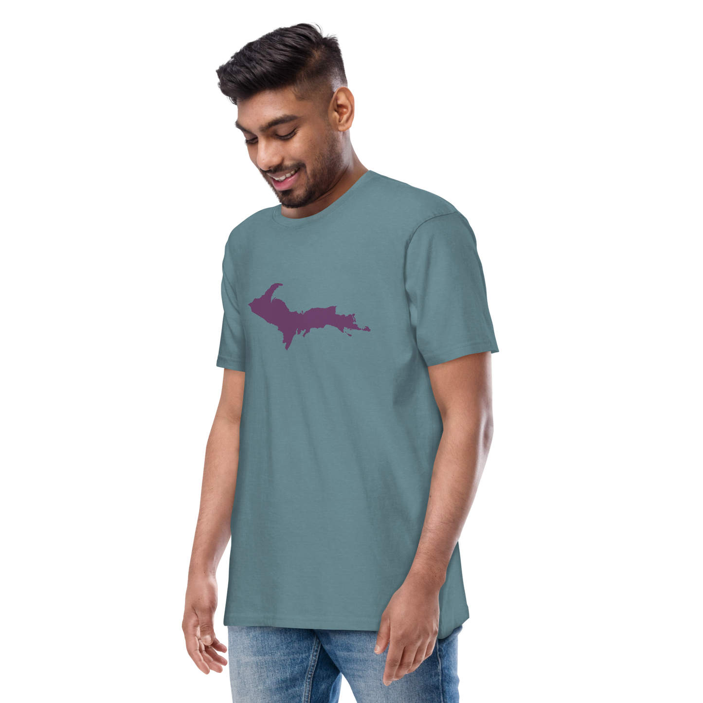 Michigan Upper Peninsula T-Shirt (w/ Plum UP Outline) | Men's Heavyweight