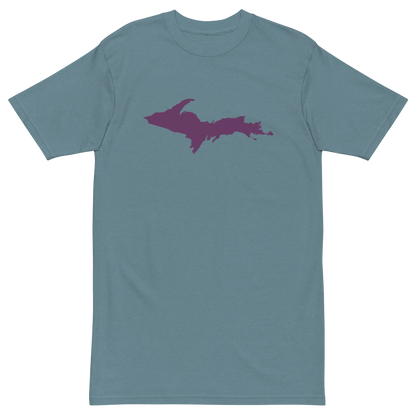 Michigan Upper Peninsula T-Shirt (w/ Plum UP Outline) | Men's Heavyweight