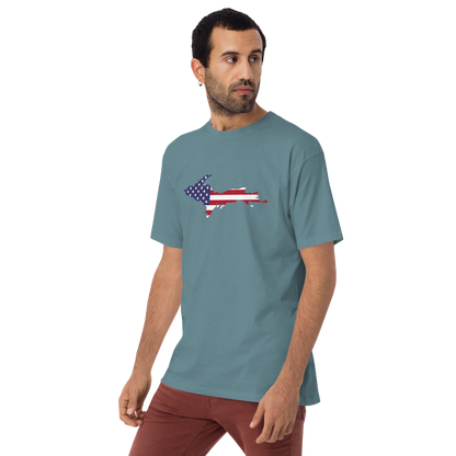 Michigan Upper Peninsula T-Shirt (w/ UP USA Flag) | Men's Heavyweight