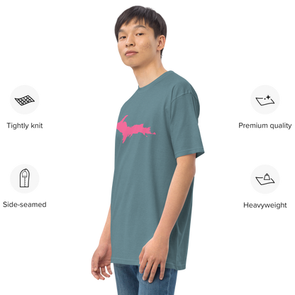 Michigan Upper Peninsula T-Shirt (w/ Pink UP Outline) | Men's Heavyweight