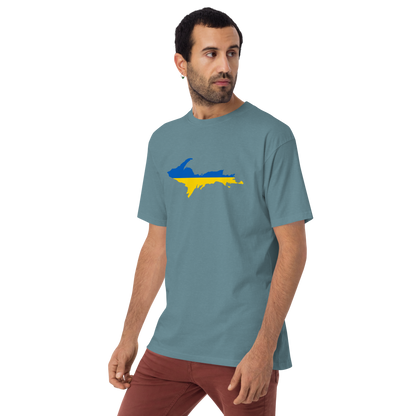 Michigan Upper Peninsula T-Shirt (w/ UP Ukraine Flag) | Men's Heavyweight