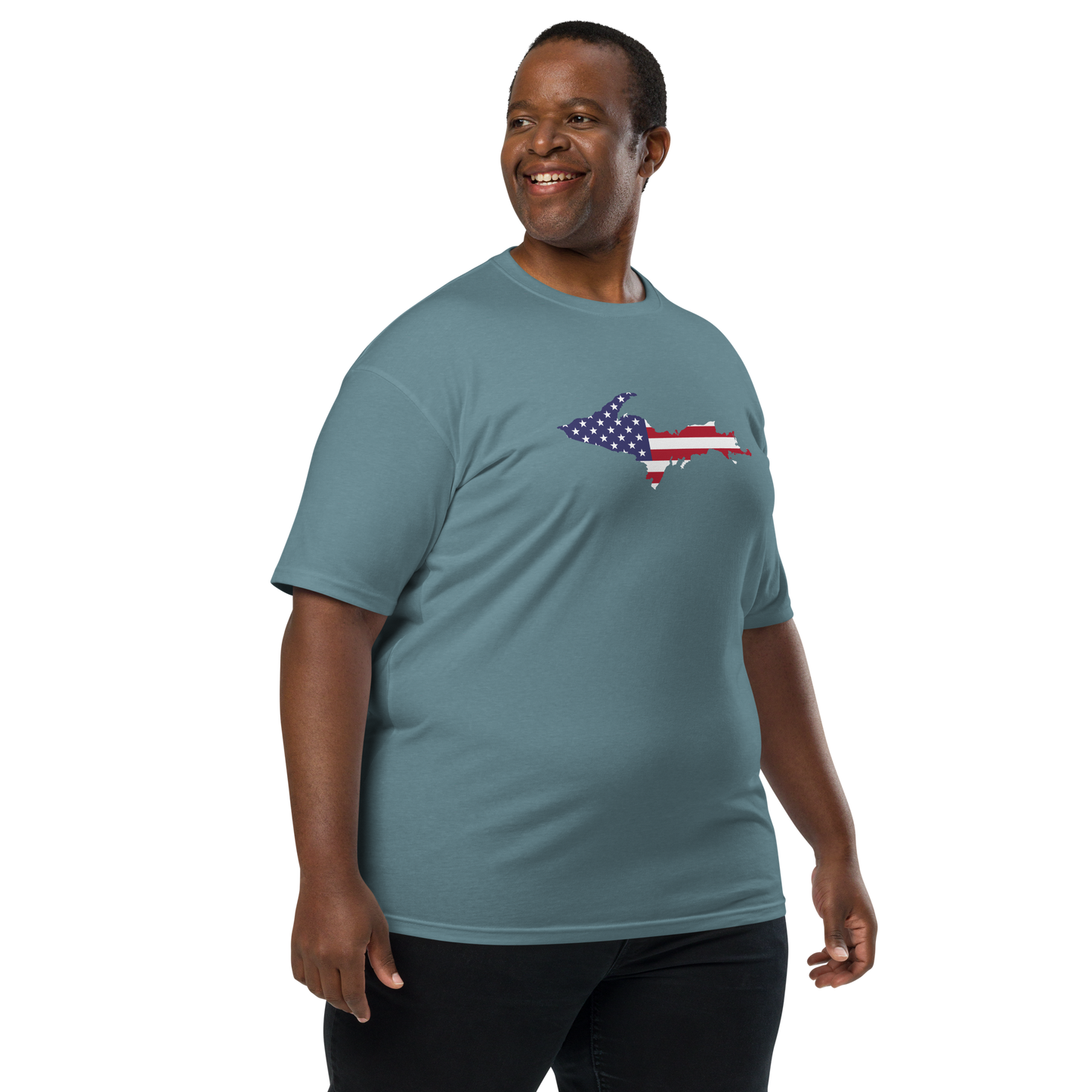 Michigan Upper Peninsula T-Shirt (w/ UP USA Flag) | Men's Heavyweight