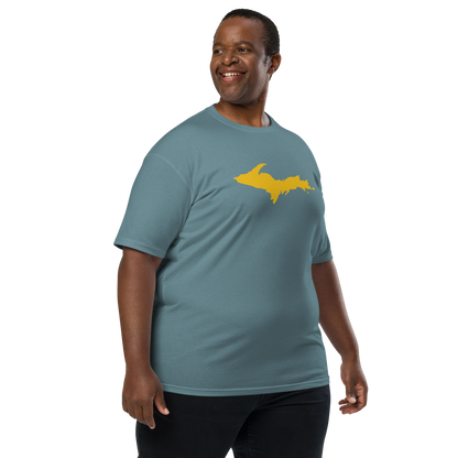 Michigan Upper Peninsula T-Shirt (w/ Gold UP Outline) | Men's Heavyweight