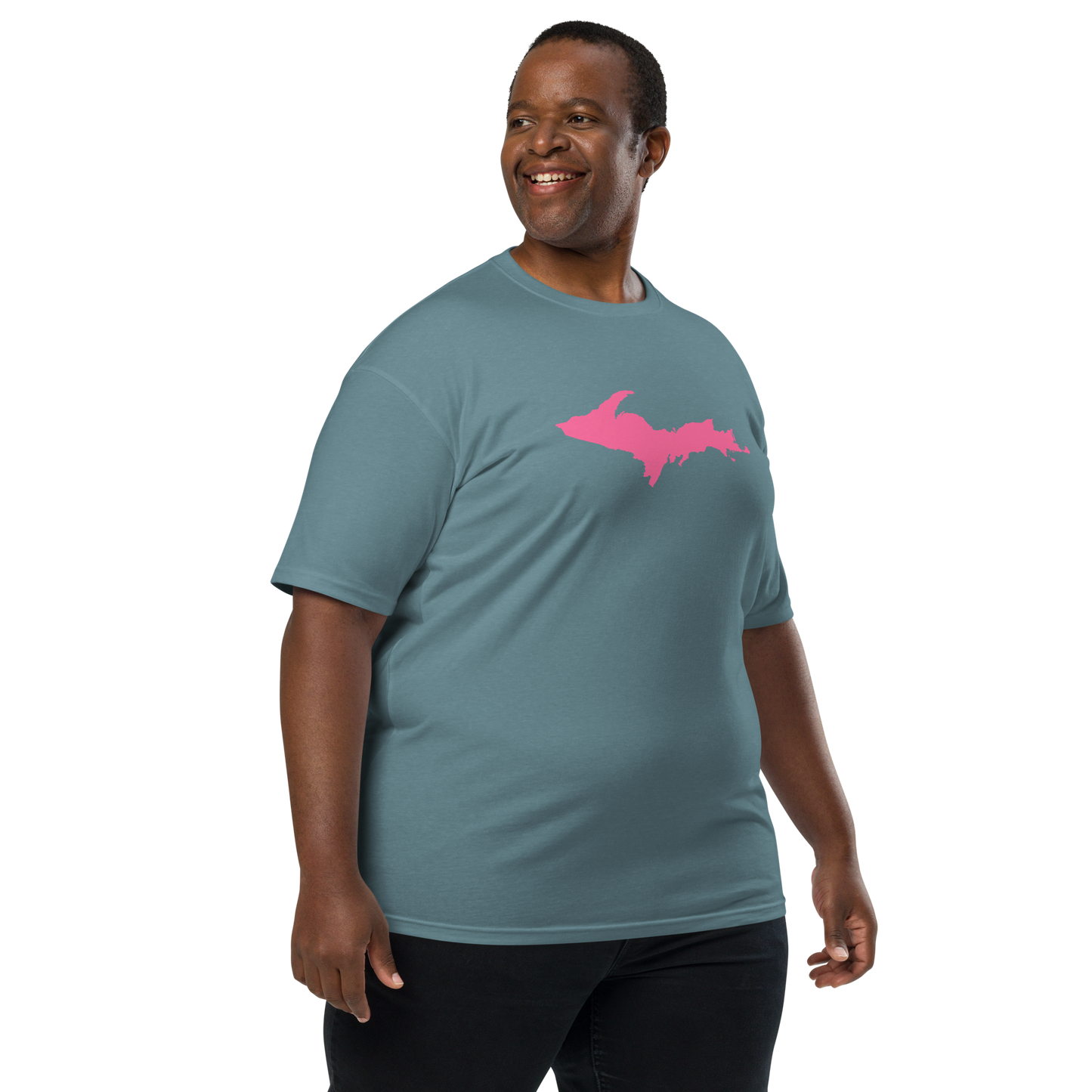 Michigan Upper Peninsula T-Shirt (w/ Pink UP Outline) | Men's Heavyweight