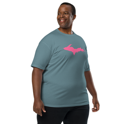 Michigan Upper Peninsula T-Shirt (w/ Pink UP Outline) | Men's Heavyweight