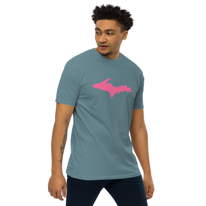 Michigan Upper Peninsula T-Shirt (w/ Pink UP Outline) | Men's Heavyweight