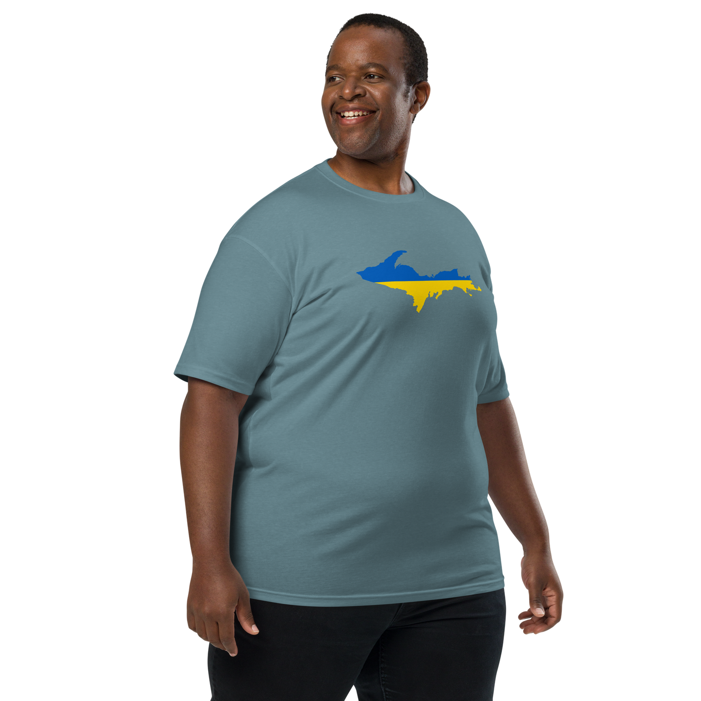 Michigan Upper Peninsula T-Shirt (w/ UP Ukraine Flag) | Men's Heavyweight