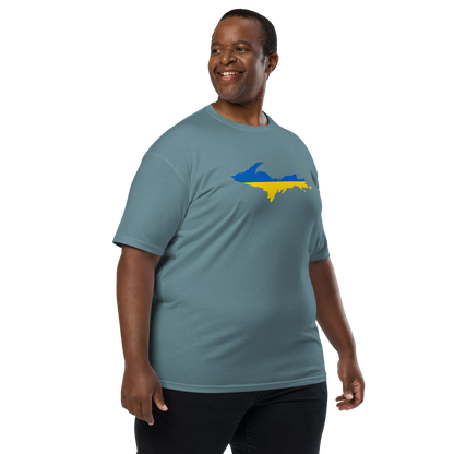 Michigan Upper Peninsula T-Shirt (w/ UP Ukraine Flag) | Men's Heavyweight