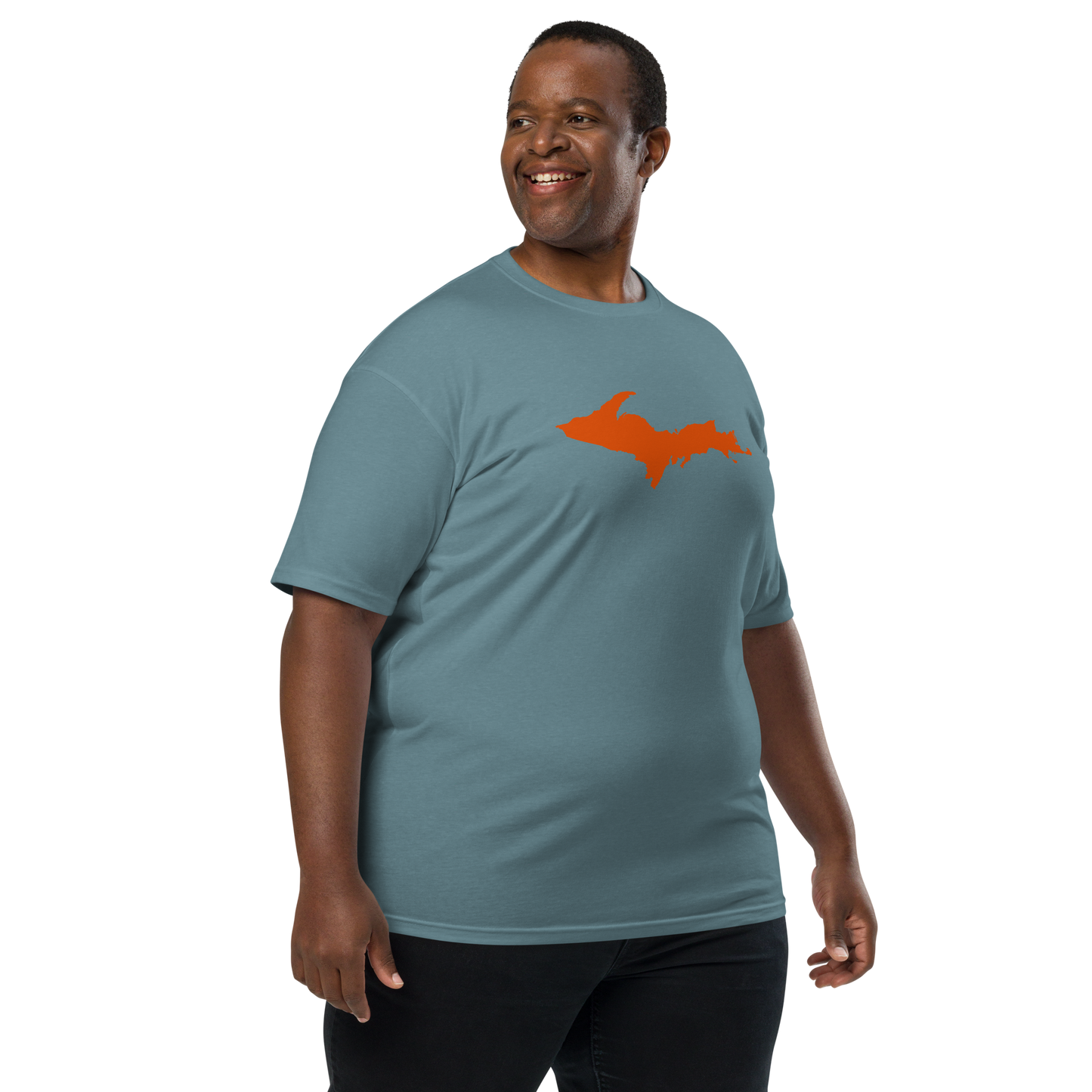 Michigan Upper Peninsula T-Shirt (w/ Orange Outline) | Men's Heavyweight