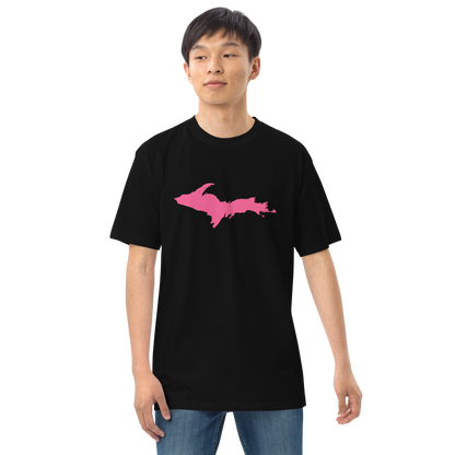 Michigan Upper Peninsula T-Shirt (w/ Pink UP Outline) | Men's Heavyweight