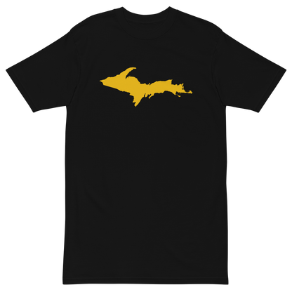 Michigan Upper Peninsula T-Shirt (w/ Gold UP Outline) | Men's Heavyweight